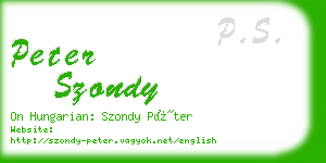 peter szondy business card